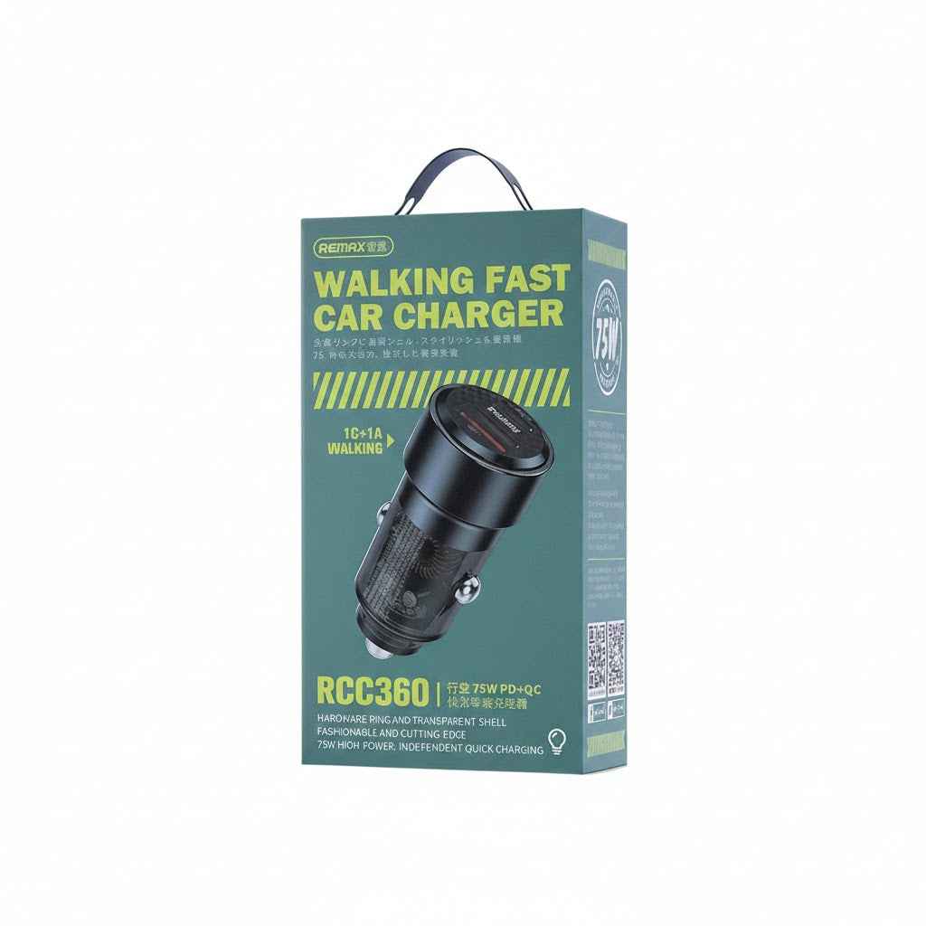 REMAX RCC360 Walking Series 75W PD+QC 1C+1A Fast Car Charger
