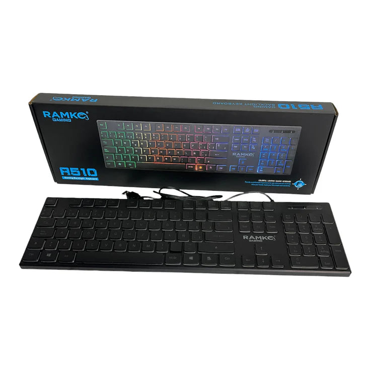 RAMKO R510 RGB Gaming Keyboard Silent and Soft Keys with Backlight Design