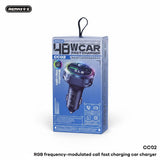 REMAX CC02 48W RGB Frequency Modulated Call Fast Car Charger with Bluetooth FM Transmitter