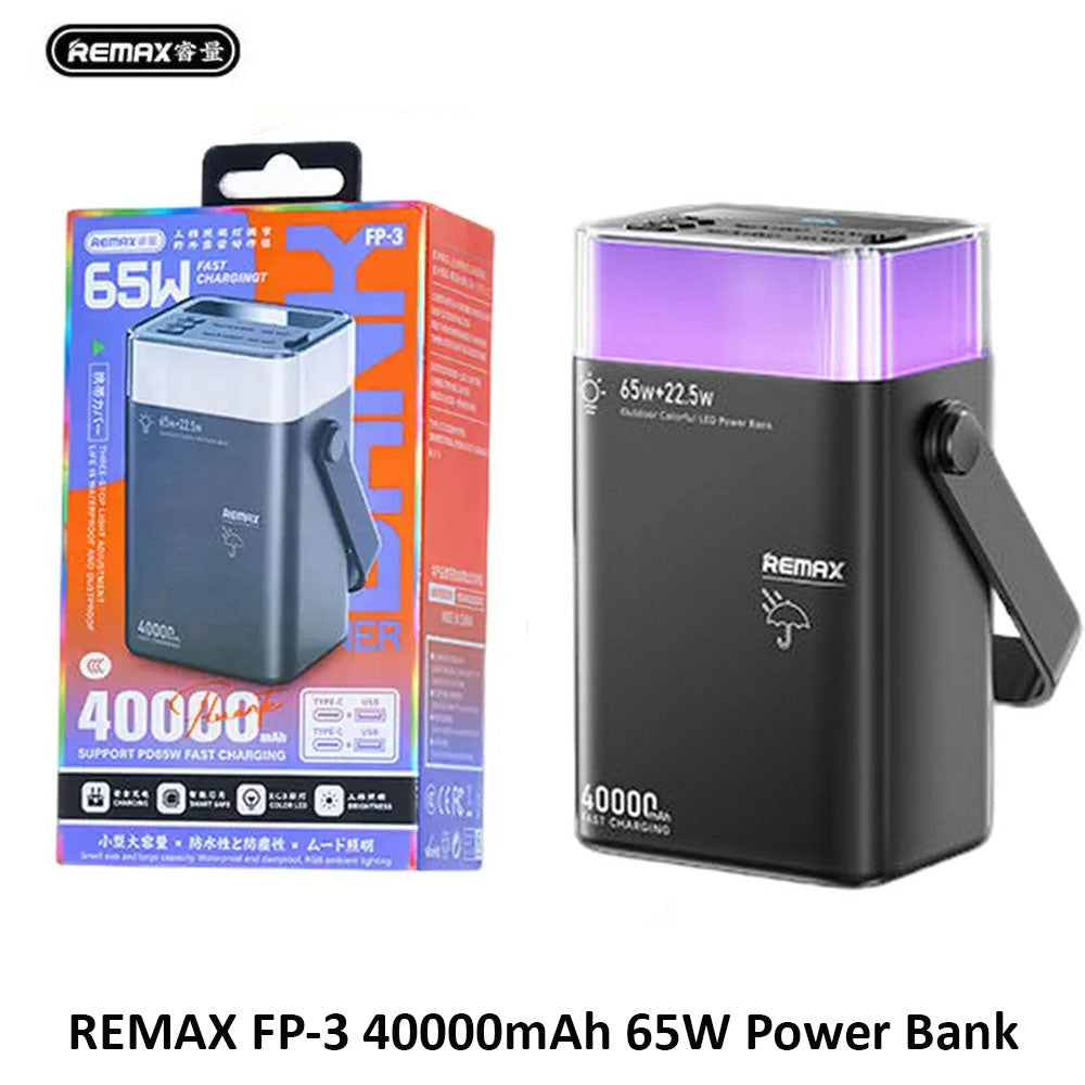 REMAX FP-3 40000mAh 65W Fluorite Fast Charging Outdoor Power Bank with Colorful LED Light