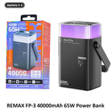 REMAX FP-3 40000mAh 65W Fluorite Fast Charging Outdoor Power Bank with Colorful LED Light