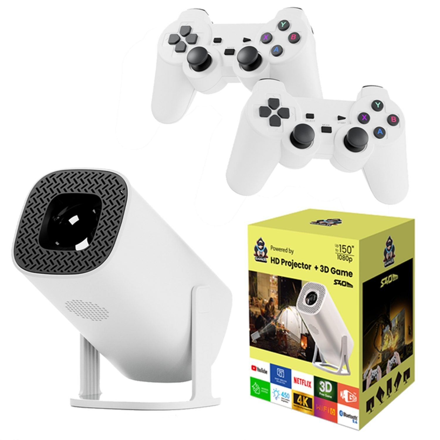 S40 MAX Mini 4K Android 11 Smart Projector with Wi-Fi 6, 36000+ games, and portable design for home theater and gaming
