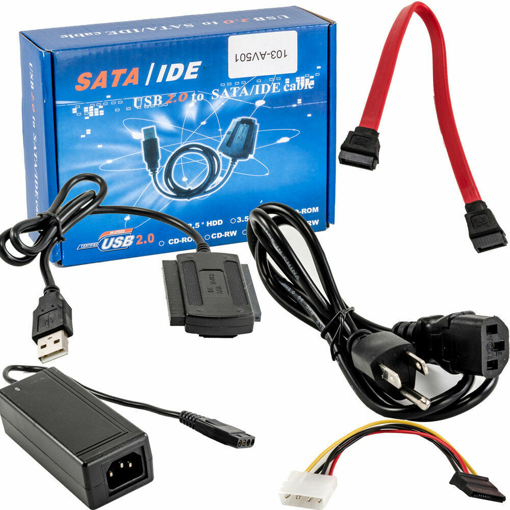 SATA/IDE cable kit with packaging on a white background