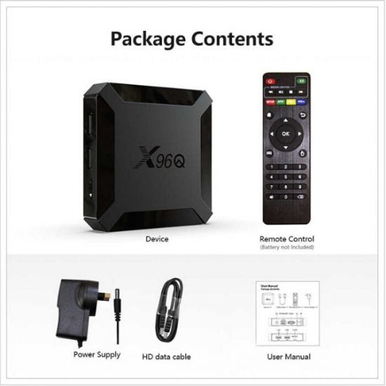 Smart Box X96Q Mini Quad Core 2G+16G 4K 60FPS Android 10V
