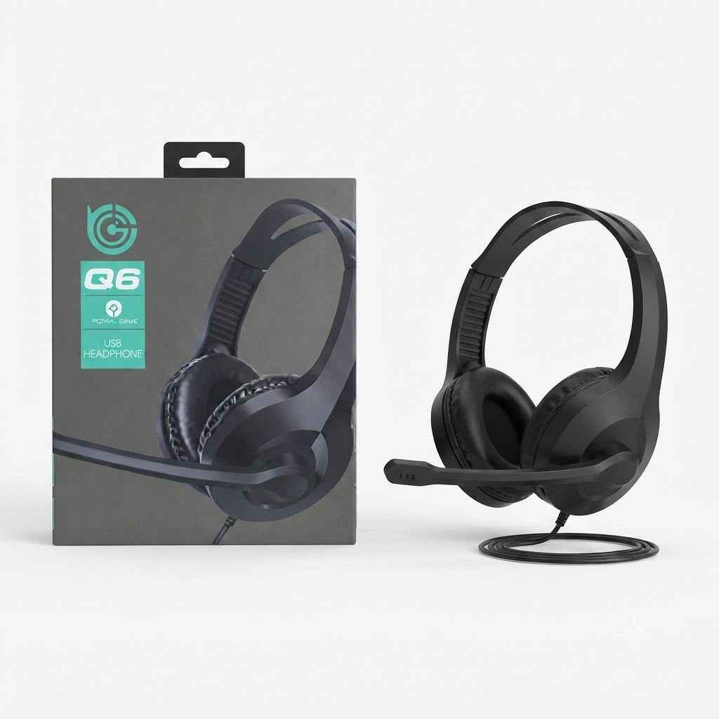 TUCCI Q6 Wired USB Headset – Ideal for Call Centers, Music & Movies