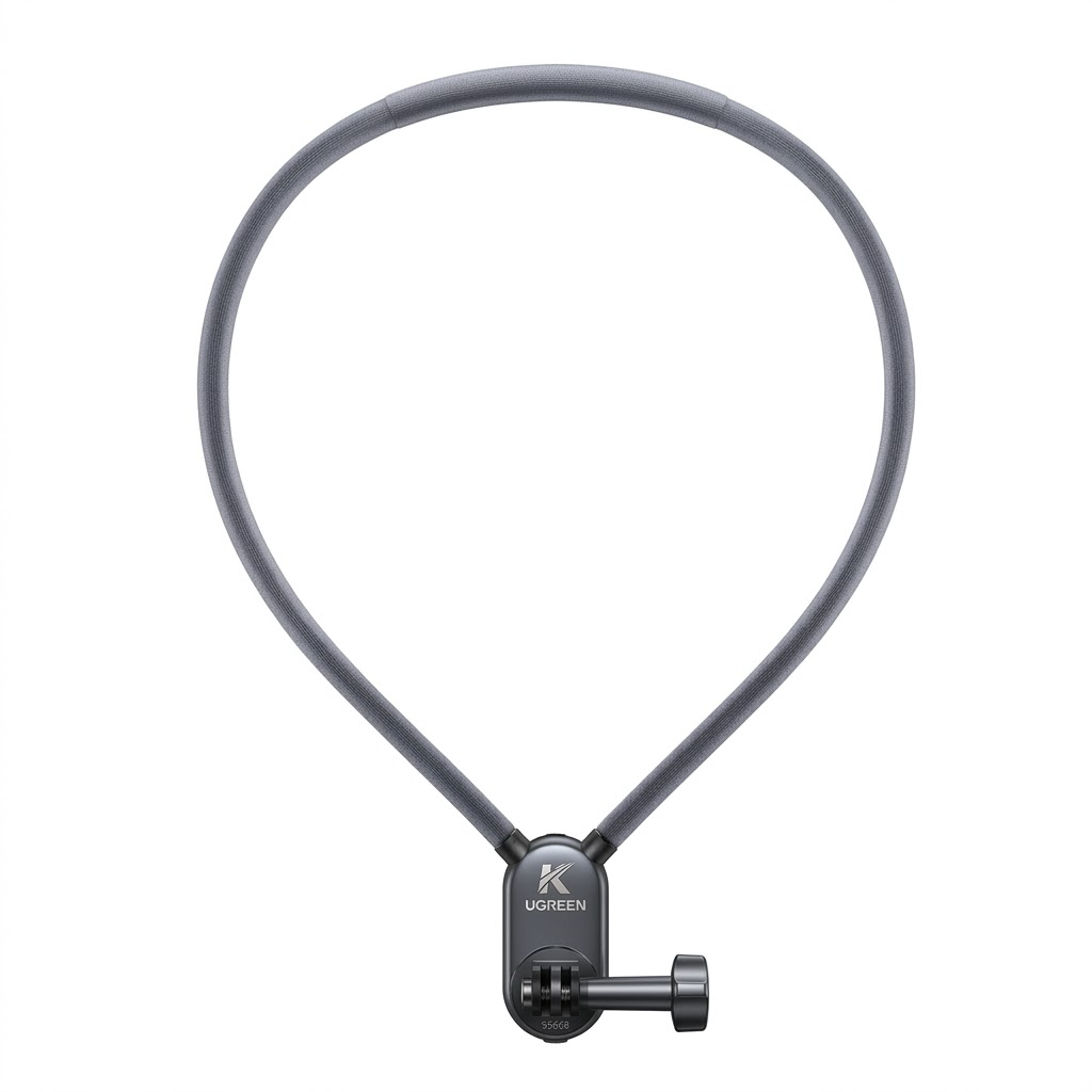 Capture immersive POV footage with the UGREEN Neck Mount for Action Cameras (95668). Features a secure two-pronged interface, ergonomic flexible collar, and quick-release design.