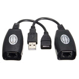 Close-up of USB and RJ45 ports on the extension adapter
