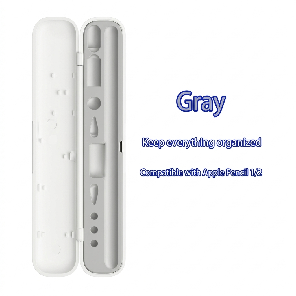 Internal view of the stylus storage box showing the secure compartment for the pen and tips