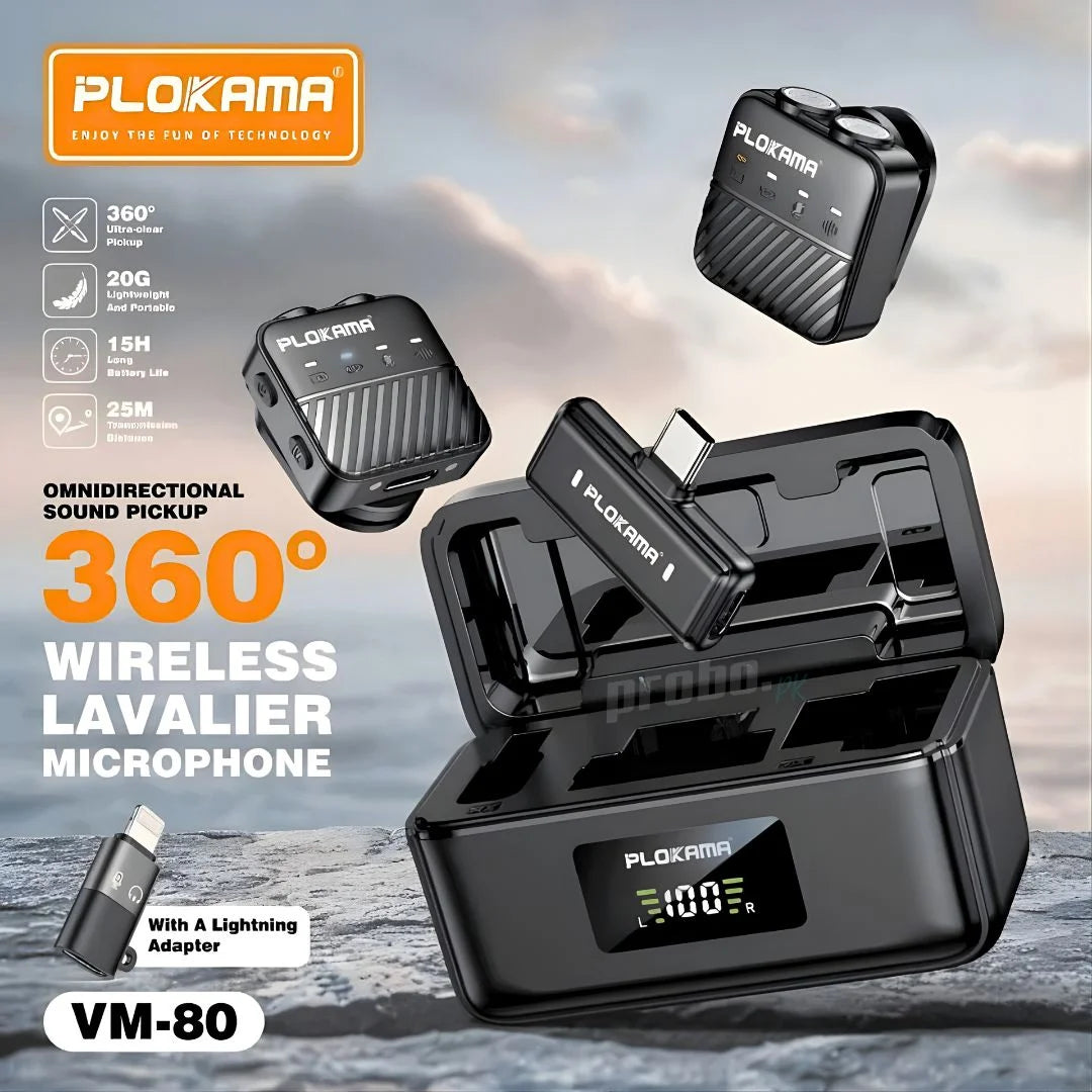 Plokama VM-80 Wireless Dual Microphone with Noise Reduction – iOS & Android