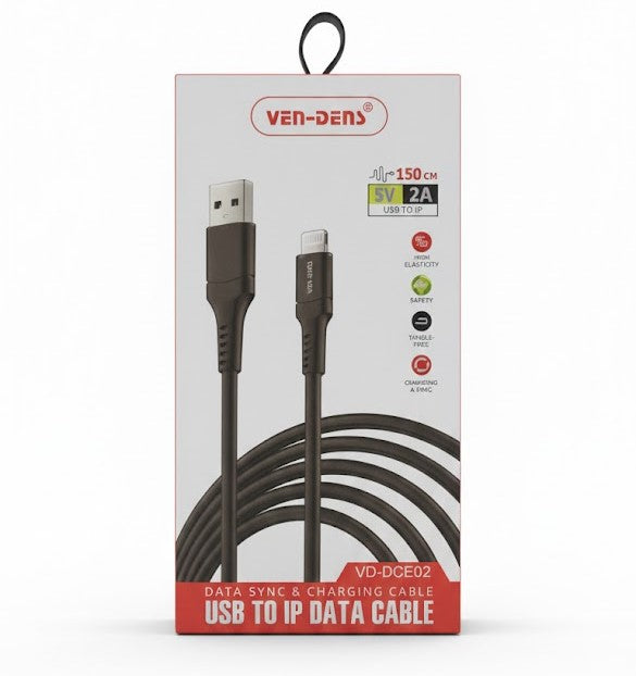 Close-up of durable Lightning connector and USB plug of VEN DENS VD-DCE02