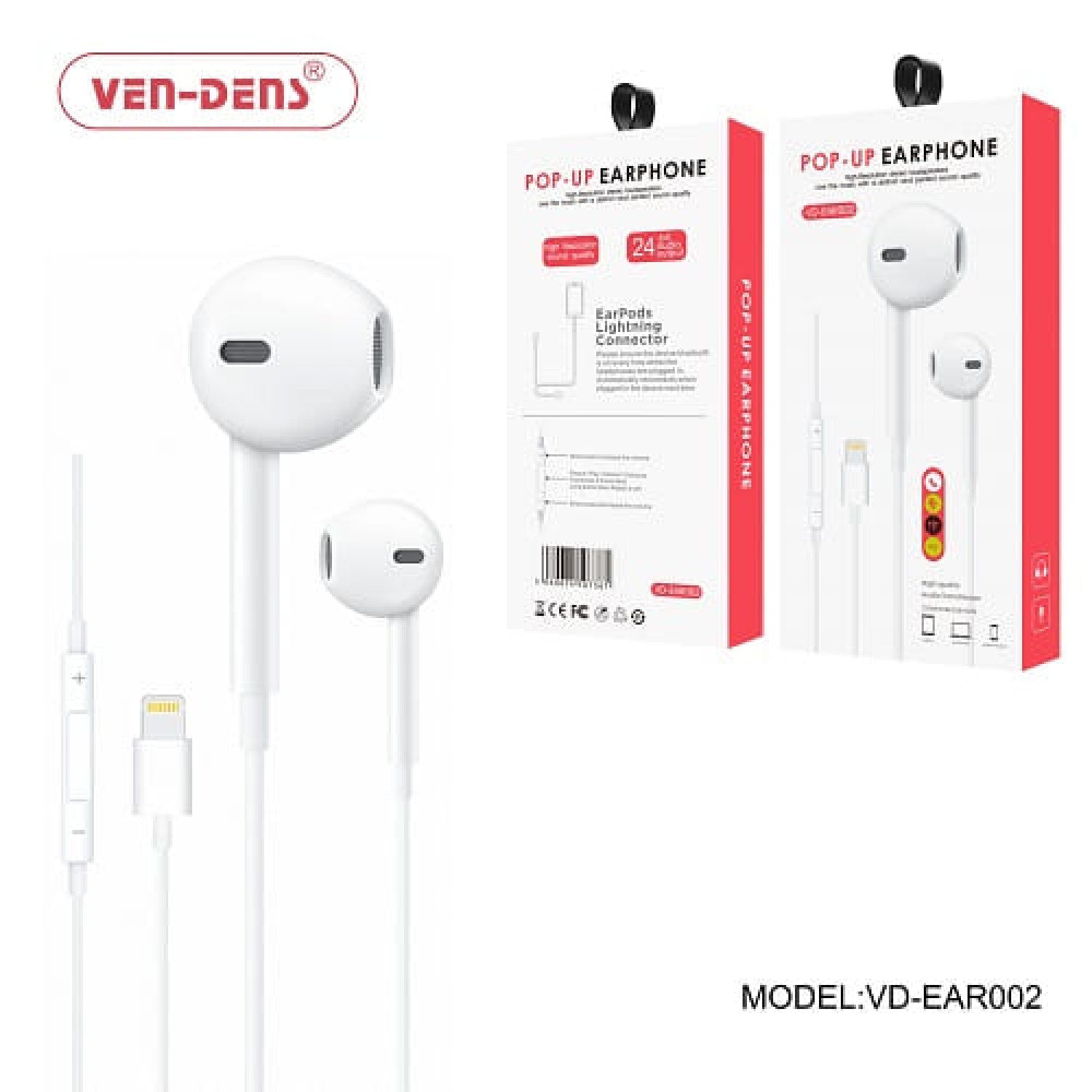 Close-up of high-quality Lightning connector on Ven Dens VD-EAR002