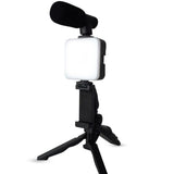 AY-49 video making and vlogging kit with 49 LED fill light, shotgun microphone, and portable tripod