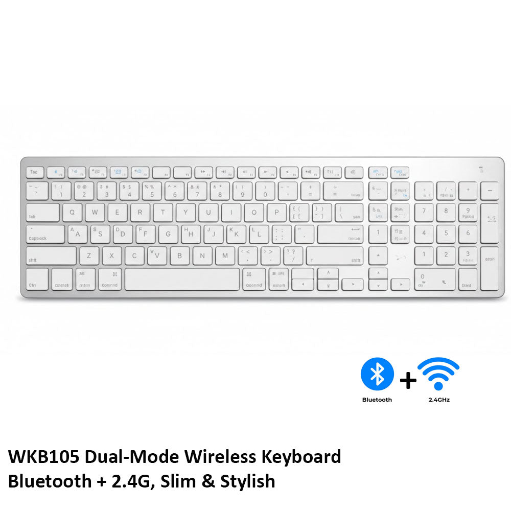 105 Windows Keyboard WKB105 Dual-Mode Wireless Keyboard – Bluetooth & 2.4GHz Slim Keyboard ...