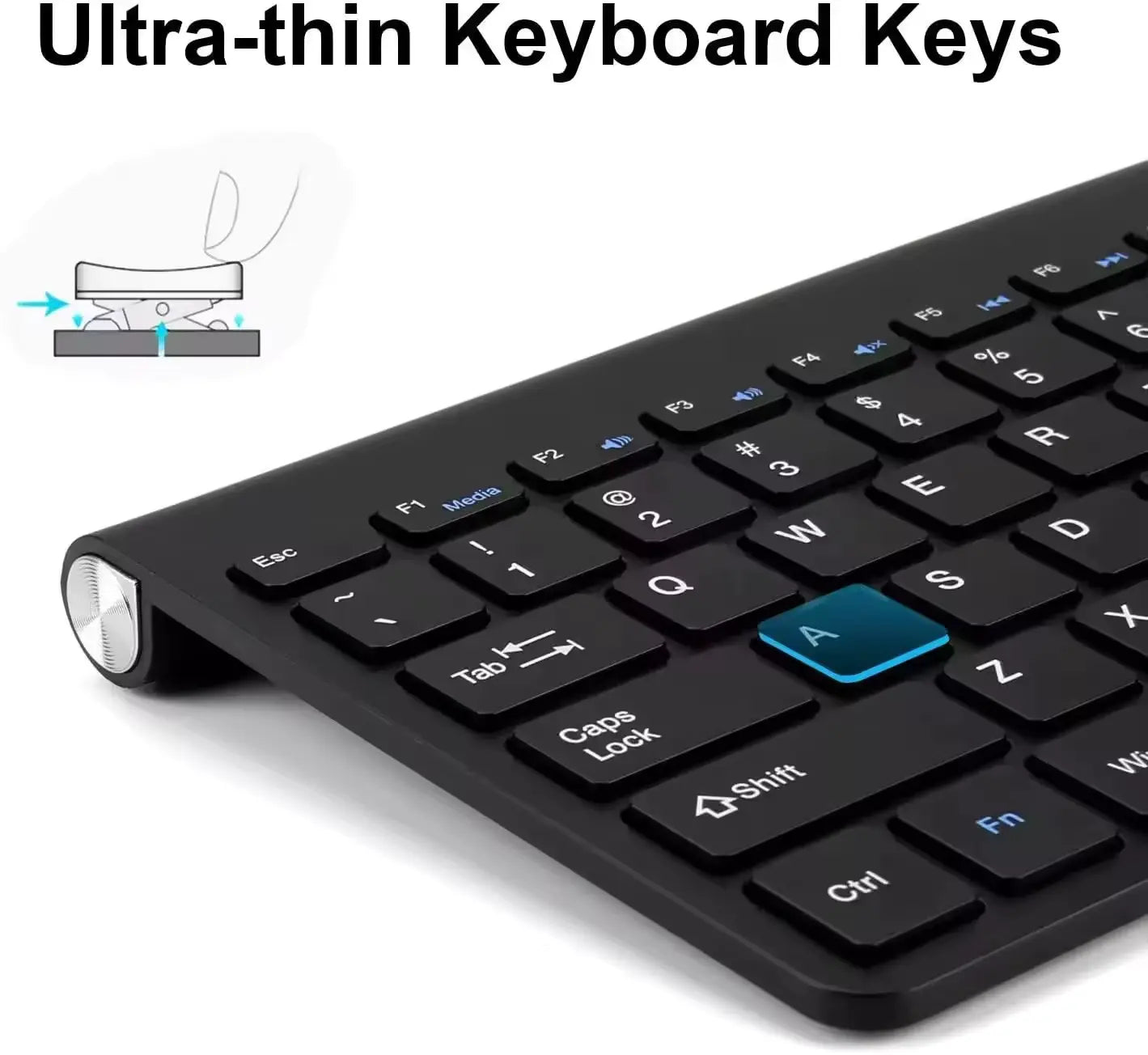 KM908 wireless keyboard and mouse combo featuring a compact, thin design, multimedia keys, and USB connectivity for professional use