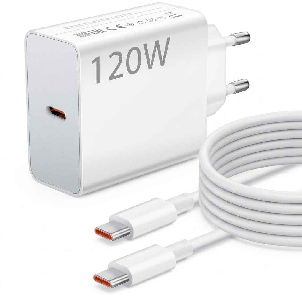 Xiaomi 120w Eu Plug Qc3.0 Fast Quick Wall Charger With usb A To C Cable