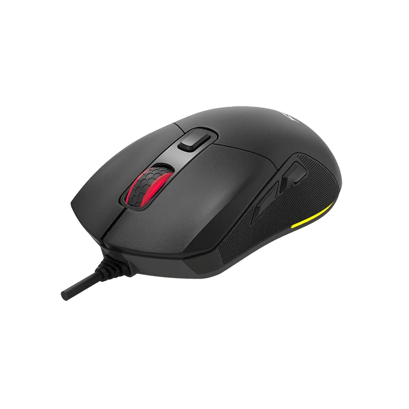 Xtrike Me GM-316 black wired gaming mouse with 7200 DPI, 7 programmable buttons, and RGB lighting