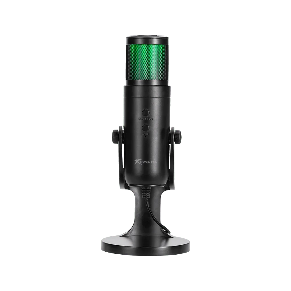 Xtrike Me XMC03 dynamic RGB gaming microphone with USB and XLR output, smart knob, and 12 lighting modes for streaming