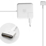Apple 85W MagSafe 2 T-shape power adapter showing the magnetic T-tip, integrated charging indicator light, and high-conductivity connector interface