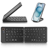 B023 11-inch foldable Bluetooth keyboard featuring a slim foldable design, scissor-switch keys, and device stand for mobile productivity