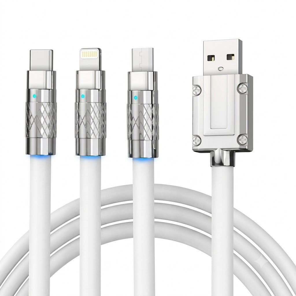 120W 6A 3 In 1 Fast Charging Cable