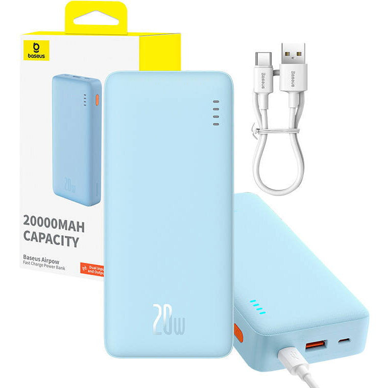 Baseus Airpow 20000mAh Power Bank 20W PD Fast Charging in Galaxy Blue
