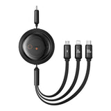 Baseus Free2Draw Retractable 100W 3-in-1 Fast Charging Cable with Type-C, Lightning, and Micro Connectors
