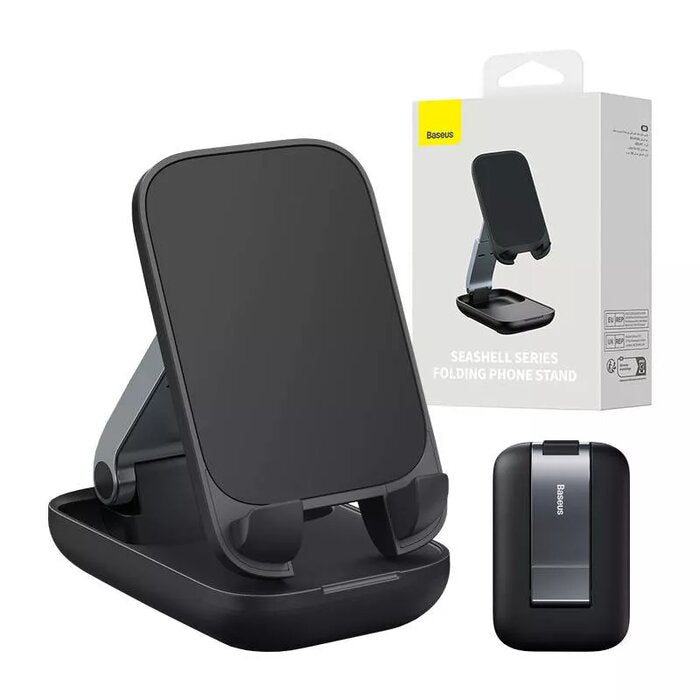 Baseus Seashell Series Folding Phone Stand with Adjustable Height in Cluster Black for Smartphones