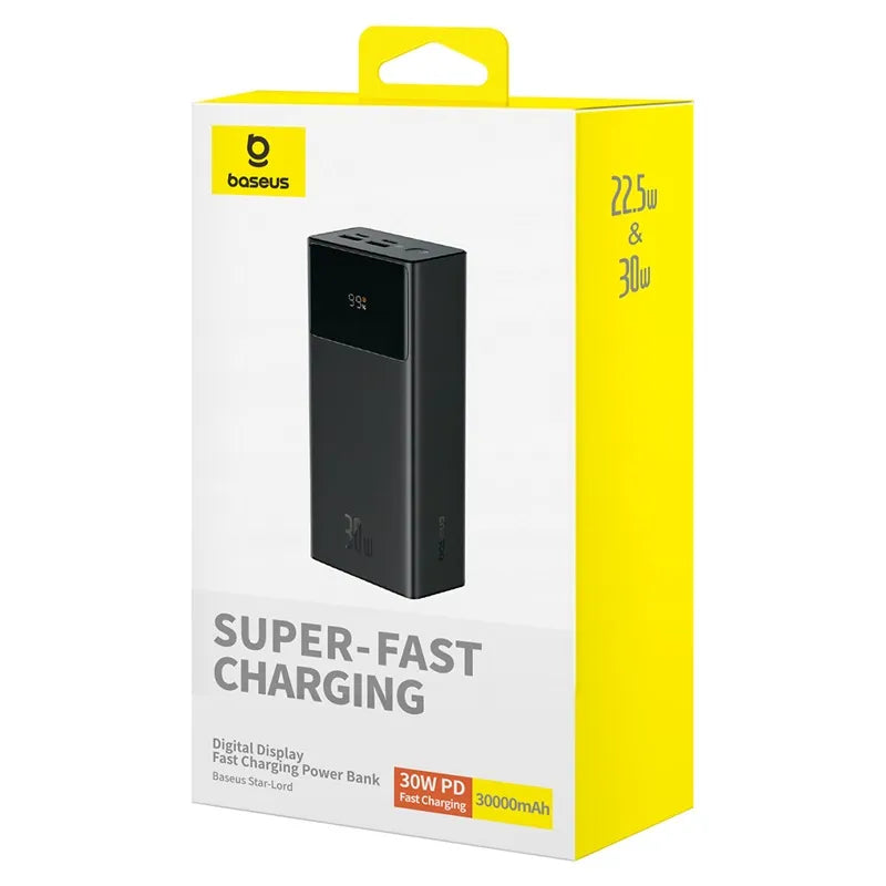 Baseus Star-Lord 30000mAh Power Bank 30W with Digital Display in Cluster Black