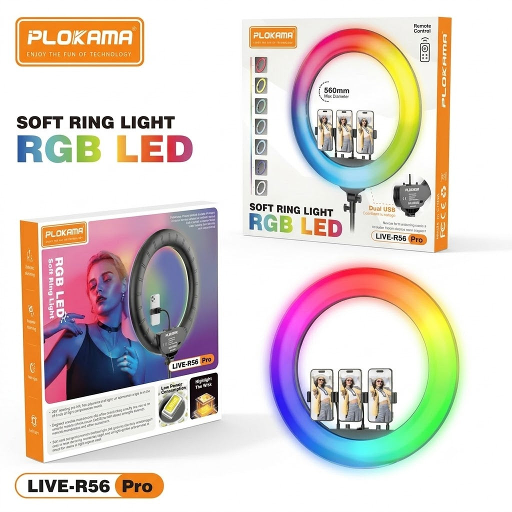 Plokama LIVE-R56 Pro 22-Inch 56cm RGB LED Ring Light