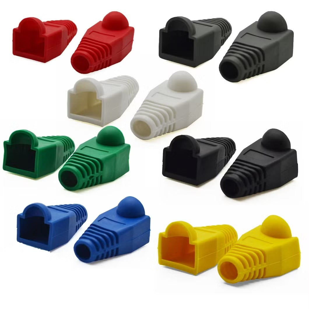 Bulk 1000-pack of Cat6 patch cable RJ45 boots covers featuring snagless strain relief PVC protectors for network cables