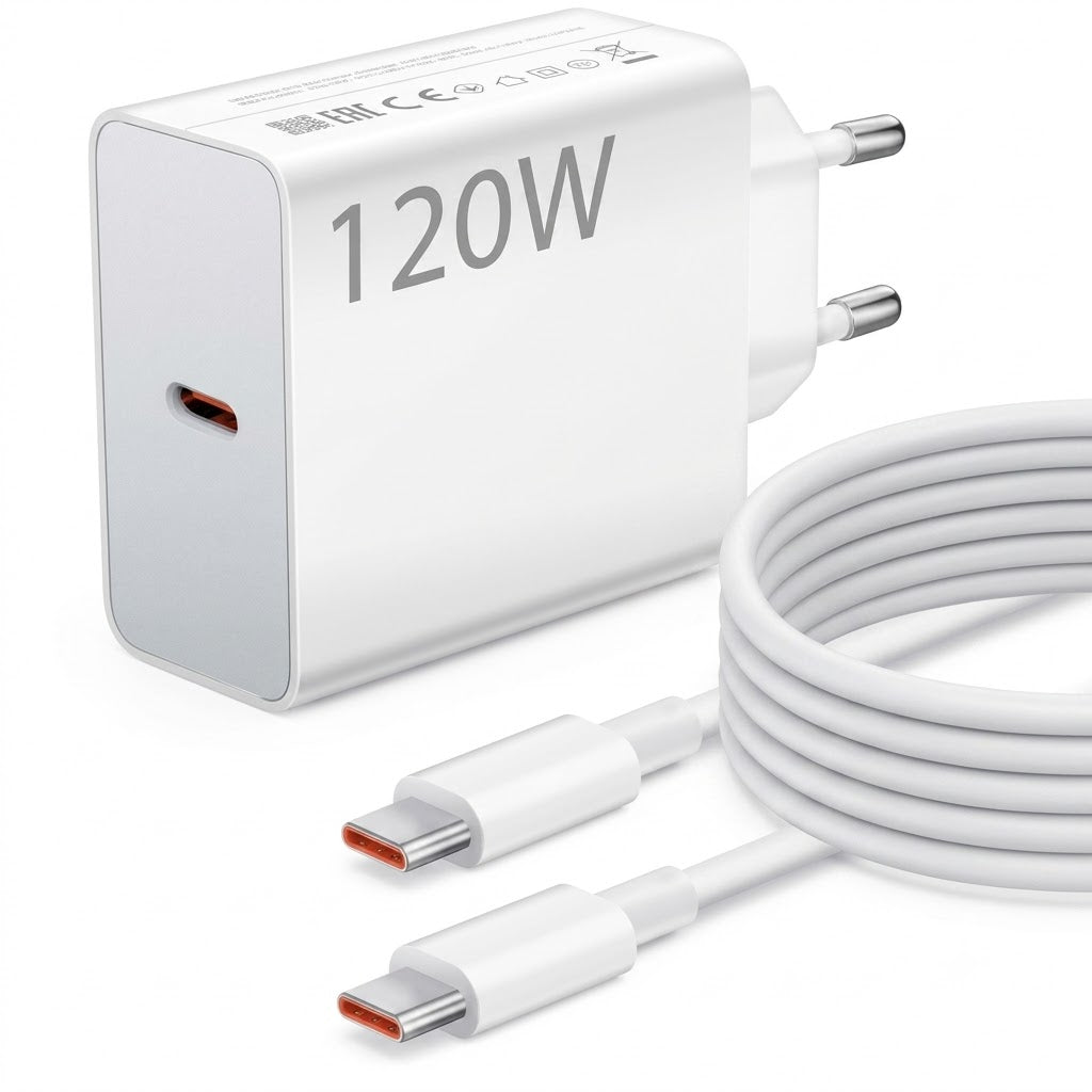 Xiaomi 120w Eu Plug Qc3.0 Fast Quick Wall Charger With usb A To C Cable