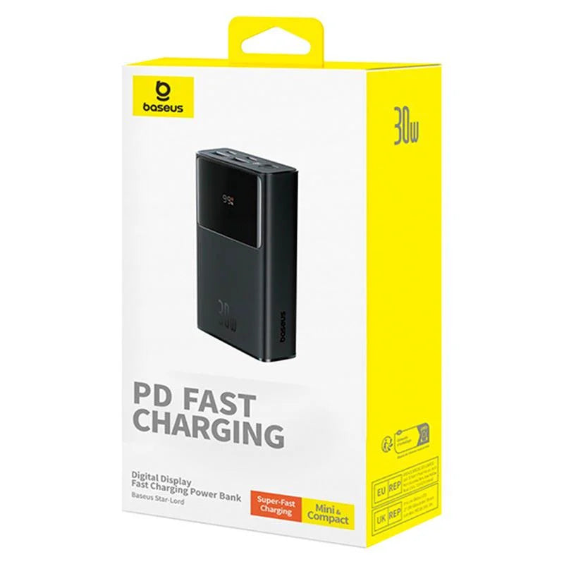 Baseus Star-Lord 10000mAh Power Bank 30W | Digital Display | Cluster Black (Includes USB-C Cable)