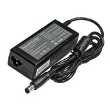 Dell 90W slim laptop charger showing the adapter unit, 7.4x5.0mm barrel pin tip, and high-performance power brick design