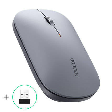 Buy the UGREEN MU001 Dual-Mode Wireless Mouse (45171) in Gray. Features 2.4G & Bluetooth connectivity, 4000 DPI adjustable tracking, and a silent, ergonomic layout.