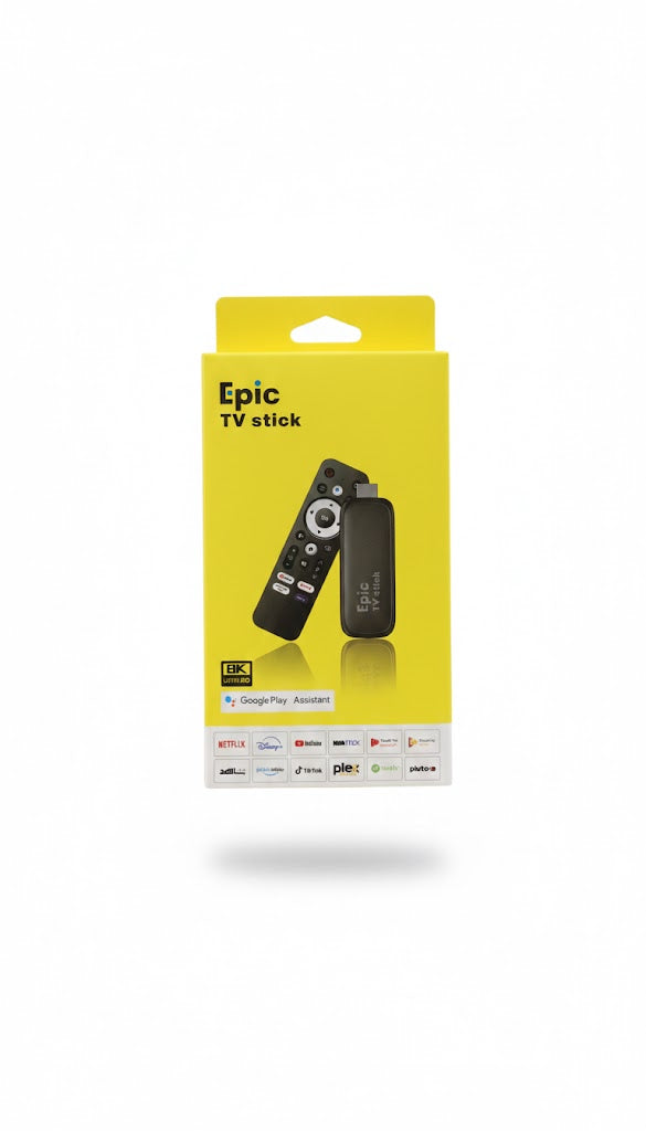 Epic TV Stick with Android 14.0, 4GB RAM, 32GB ROM, and 4K UHD streaming support