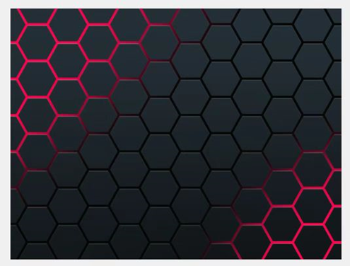 A dark hexagonal honeycomb pattern with glowing red outlines, filling the frame.