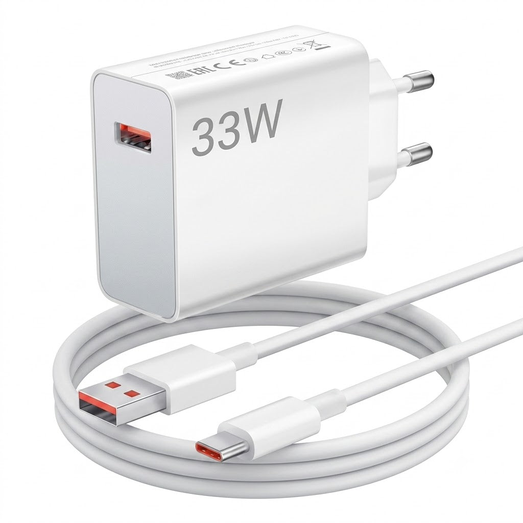 Xiaomi 33w Eu Plug Qc3.0 Fast Quick Wall Charger With Cable