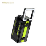 FAXITE Y50 50000mAh outdoor power bank featuring 22.5W fast charging, built-in Type-C and Lightning cables, 4 USB ports, and integrated LED light