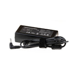 Black replacement AC adapter with power cord on a white background