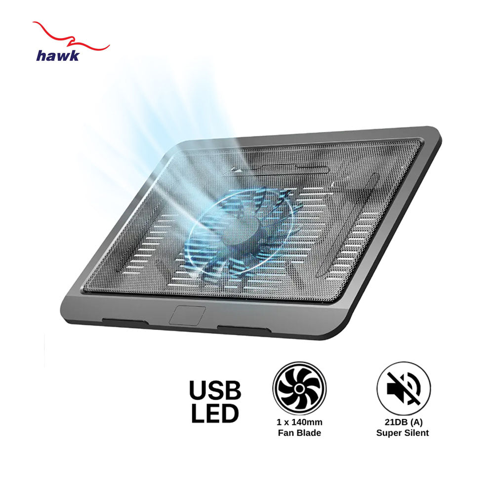 HAWK 063 Slim and Lightweight Laptop Cooling Fan with Metal Mesh and Rapid Cooling.