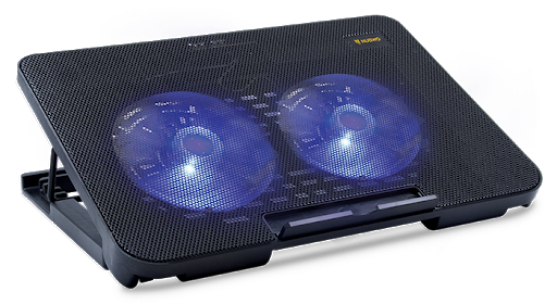 HAWK 211 Laptop Cooling Pad featuring dual fans for effective heat dissipation, adjustable height settings for an ergonomic viewing angle, and a sturdy, lightweight design to keep your laptop cool and comfortable during extended work or gaming sessions