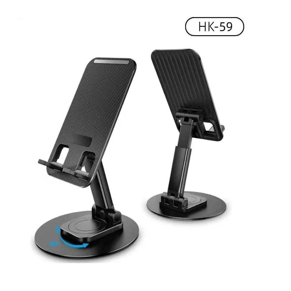 HK-59 Desktop Mobile Holder with 360 Degree Rotation and Adjustable Angle for Smartphones.
