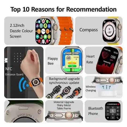 HK8 Pro Max premium 49mm smartwatch featuring a 2.12 inch real AMOLED screen, high refresh rate, and titanium alloy case