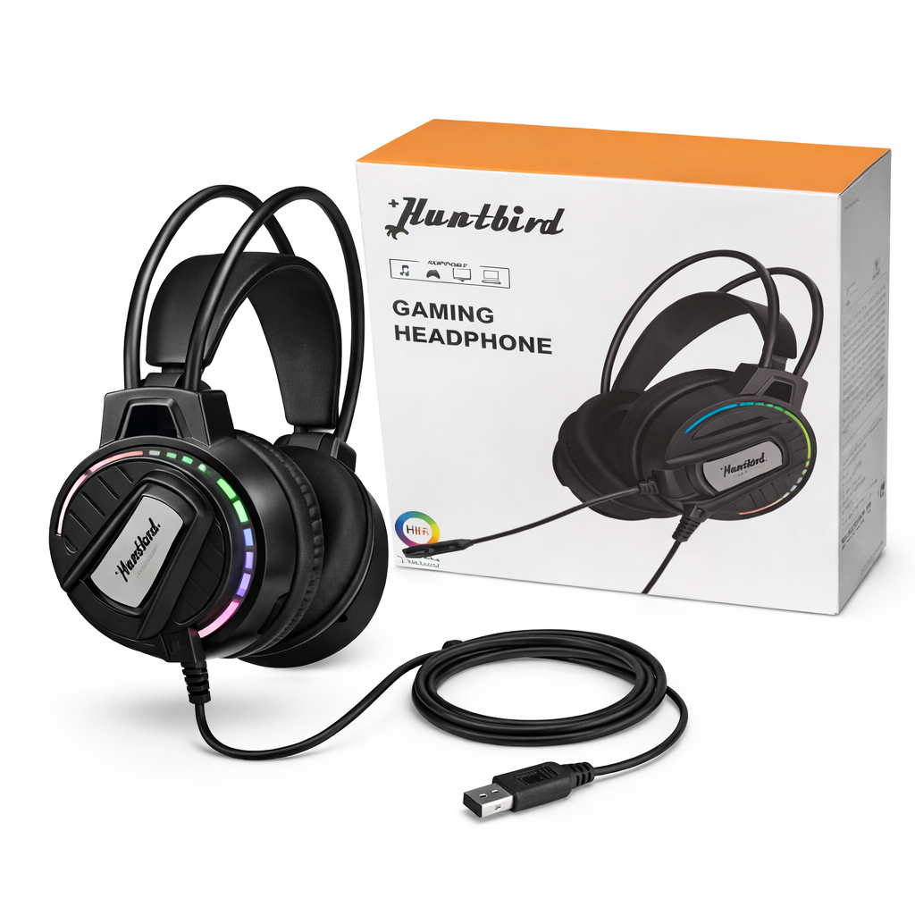 Huntbird 502 Single USB Wired Gaming Headset for PC and Laptop with Stereo Sound.