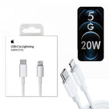 AAAA quality 20W Type-C to Lightning cable featuring its robust 1-meter structural design, reinforced strain relief boots, and high-conductivity connector pins for high-speed charging