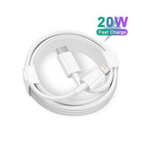 AAAA quality 20W Type-C to Lightning cable featuring its robust 1-meter structural design, reinforced strain relief boots, and high-conductivity connector pins for high-speed charging