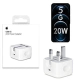 20W USB-C PD fast charging power adapter featuring a compact USA two-pin plug configuration and an included high-speed connectivity data cable