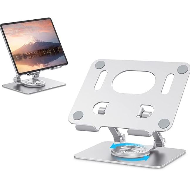 J18 professional 360 degree rotating aluminum tablet stand and adjustable 15cm phone desk holder