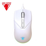 JEDEL GM700 RGB 7D Wired Gaming Mouse in White with Adjustable DPI and Ergonomic Grip