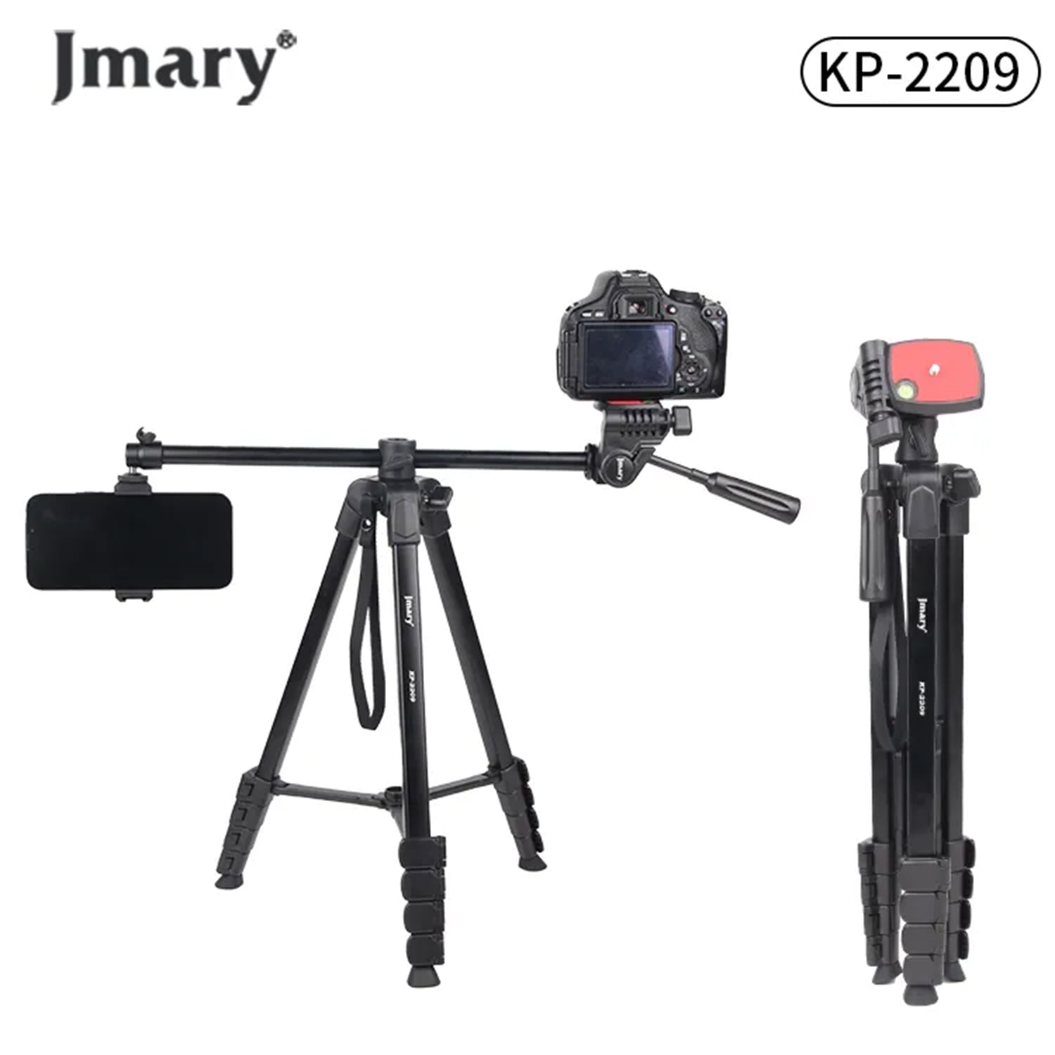 Jmary KP-2209 professional 1.7m tripod with horizontal extendable arm and detachable monopod mode